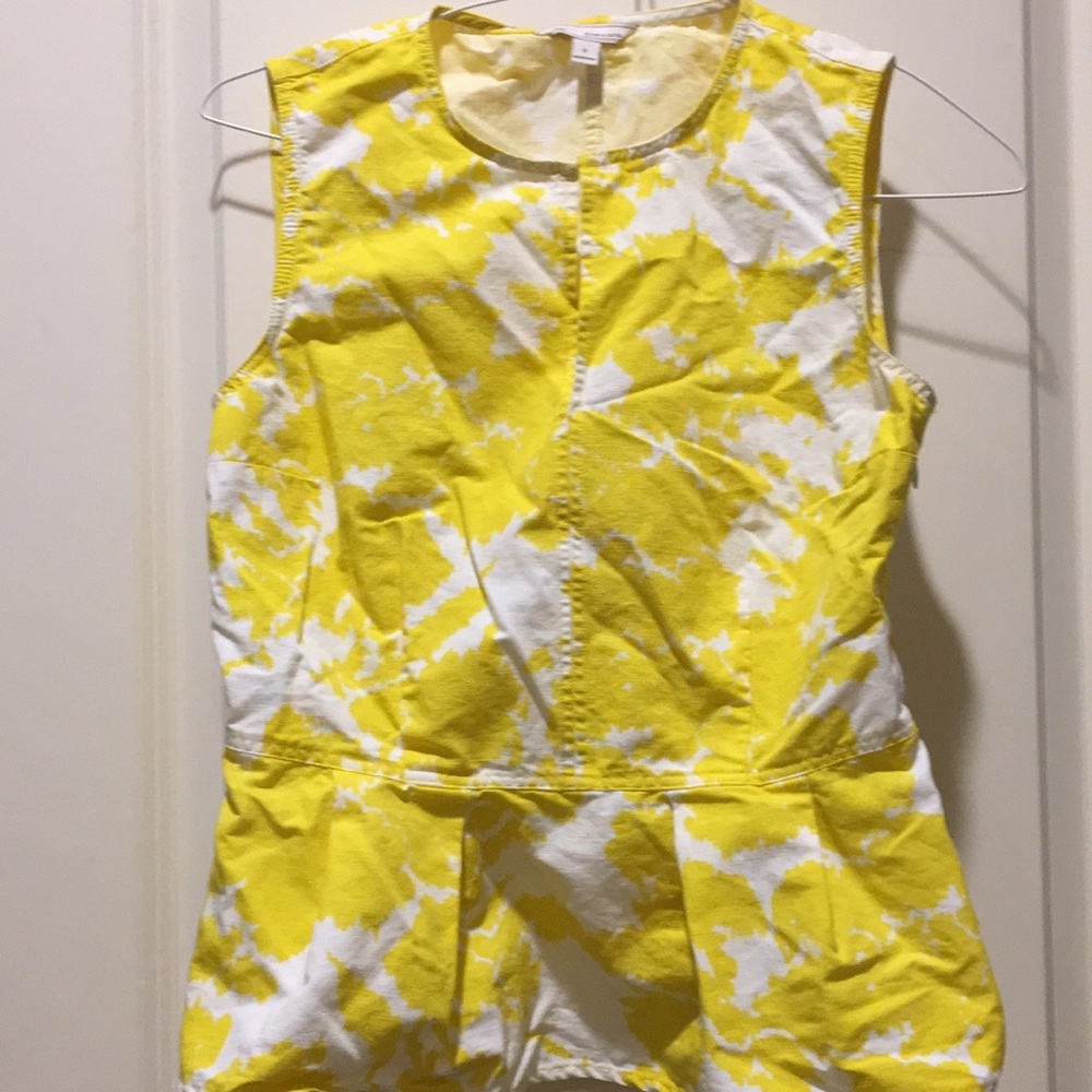 Gap Women’s Floral ruffle peplum Sleeveless Top cotton linen size 0